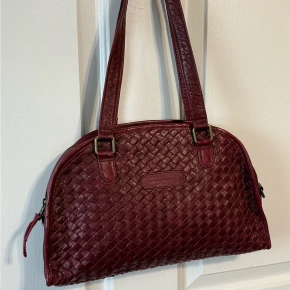 WanderersTravel Co. Sofia Woven Burgundy Leather Satchel ECU! - Picture 10 of 15